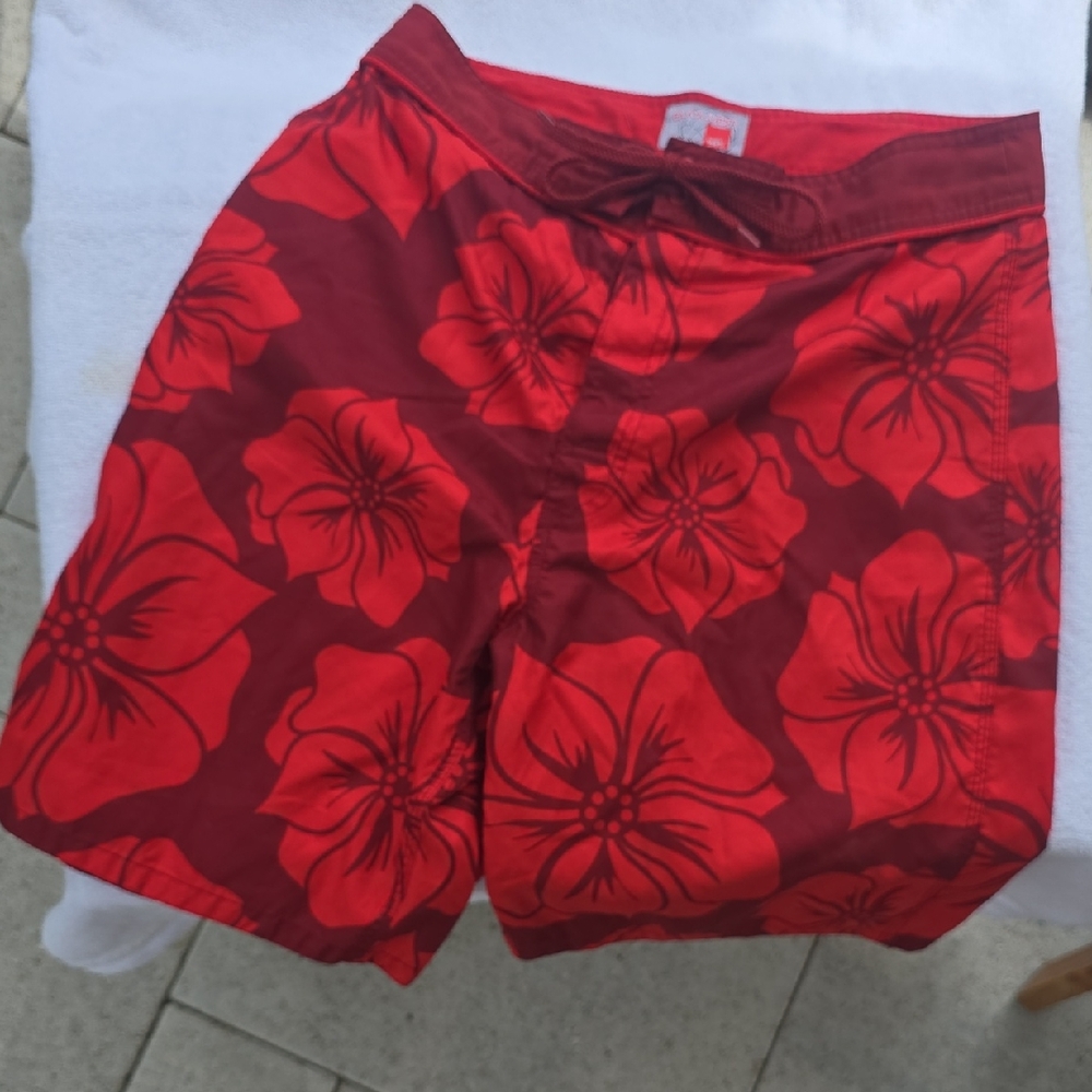 Mossimo Supply Co. Red Hibiscus Board Shorts
